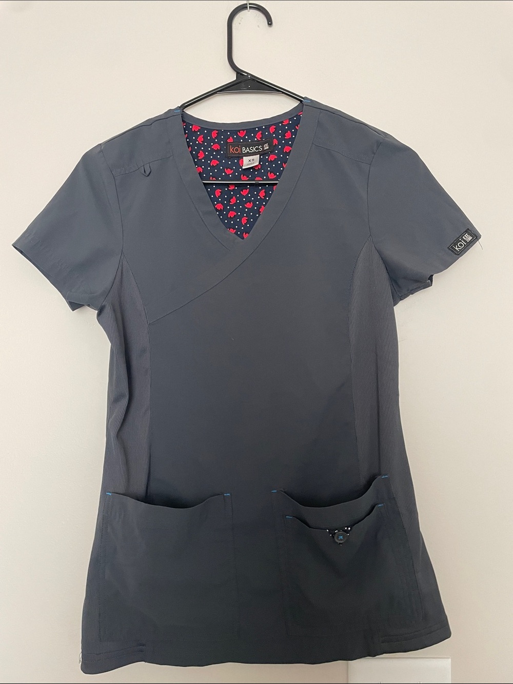 Koi basics charcoal grey V-Neck Scrub Top